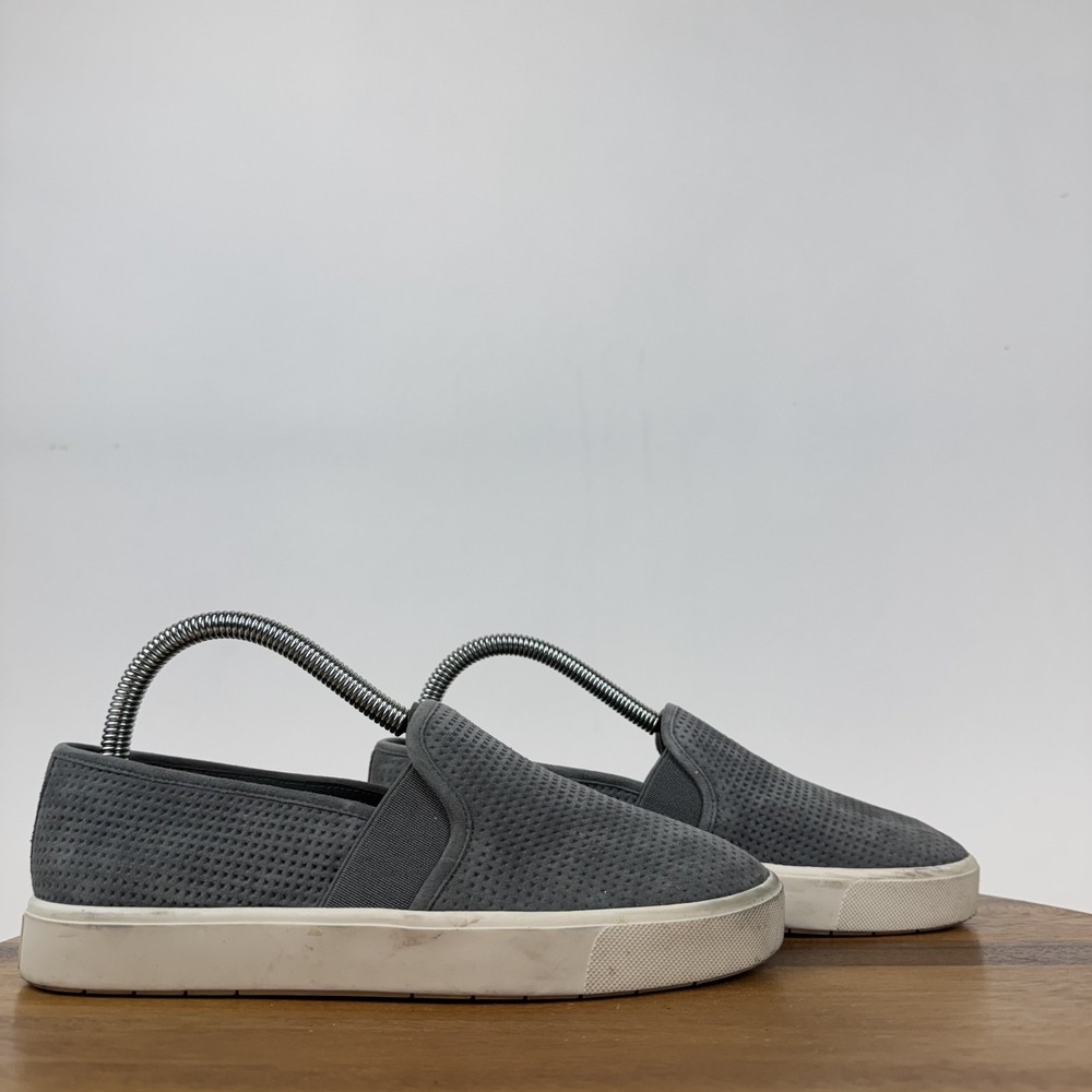 Womens Vince Blair Gray Leather Comfort Slip On Casual Shoes Sneakers Size 6.5 M